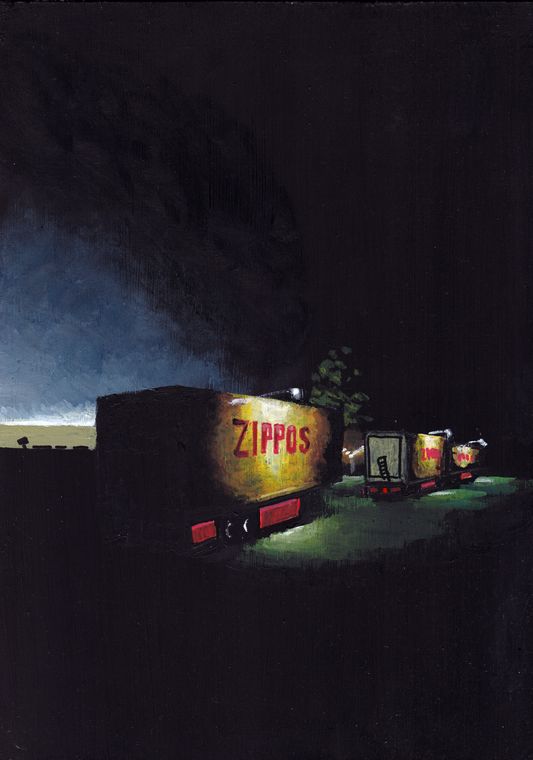 ‘I can’’t remember who said it’ A4 night painting. Acrylic on board. Framed. Fun Fair 2024 26