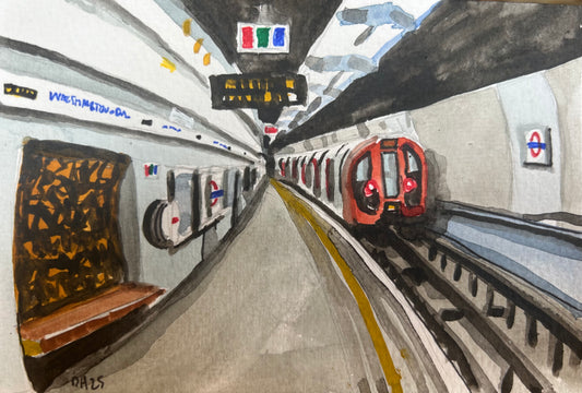 Walthamstow Underground Station. London. Postcard painting. Watercolour.