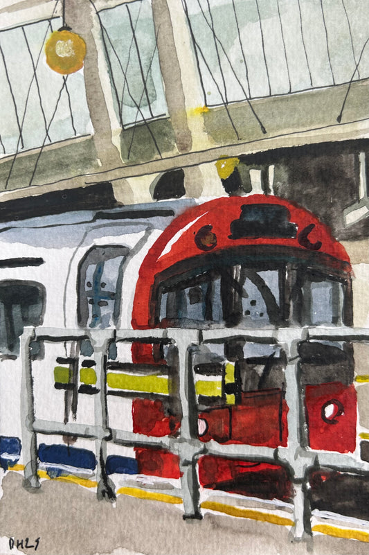 Uxbridge Underground Station. London. Postcard painting. Watercolour.