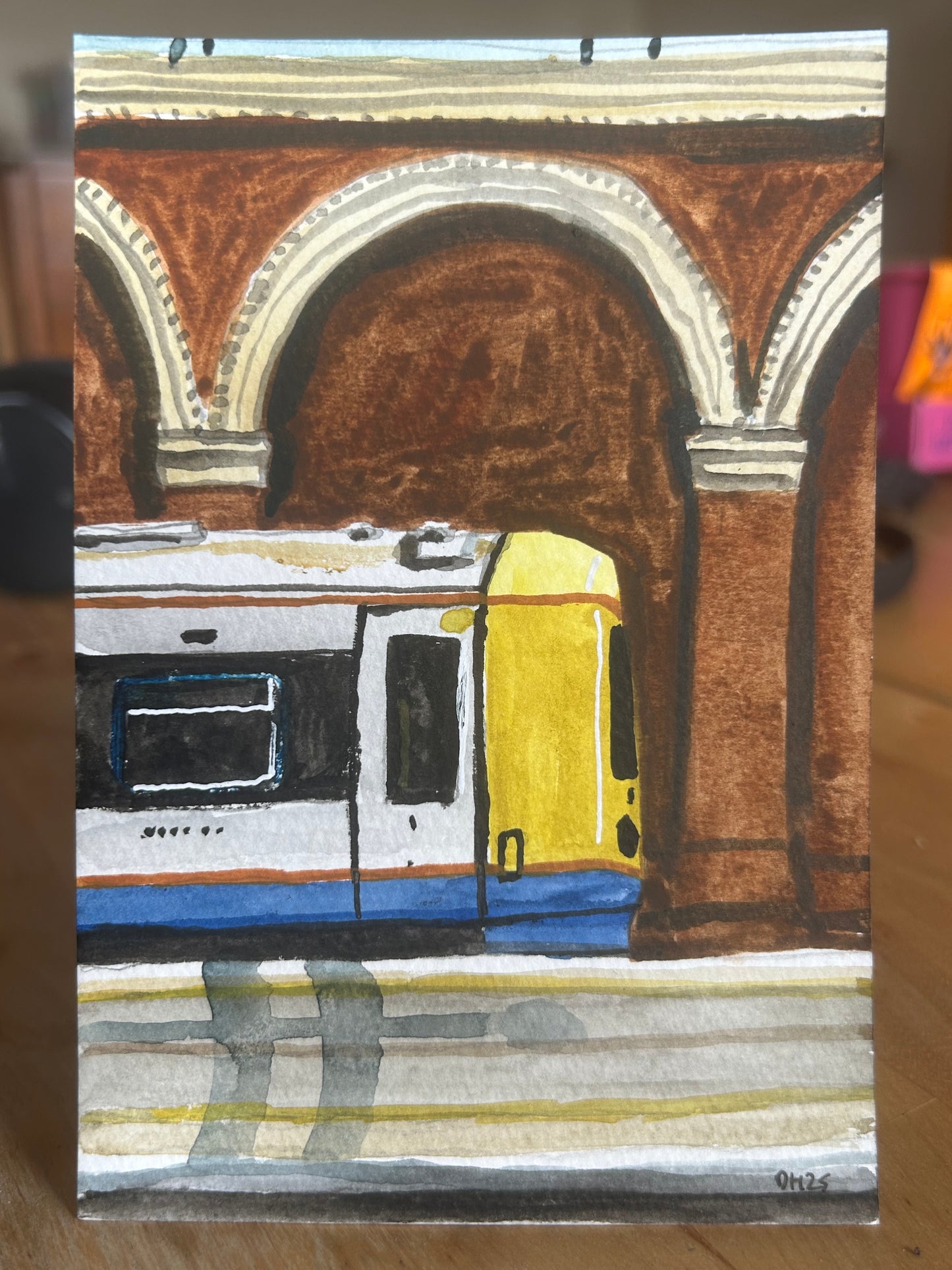 Crystal Palace Overground Station 2/3. London. Postcard painting. Watercolour.