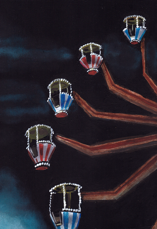 ‘I am not allowed’ A4 night painting. Acrylic on board. Framed. Fun Fair 2024 30
