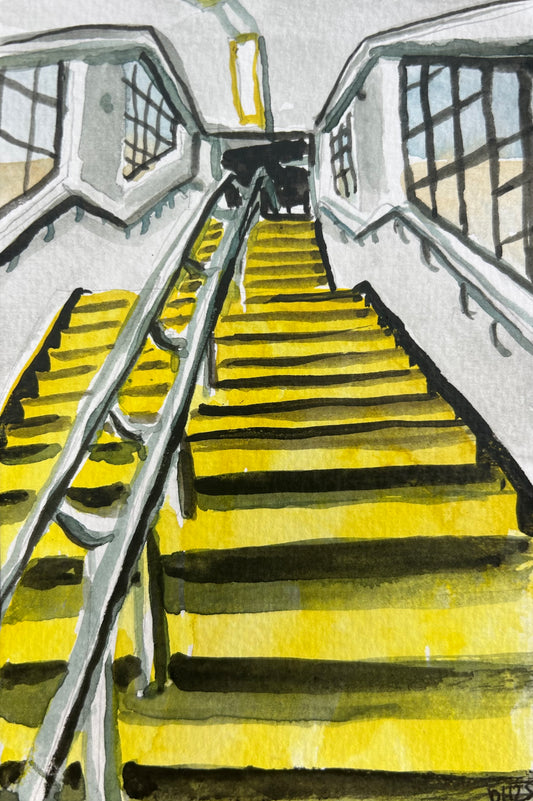 West Ruislip Underground Station. London. Postcard painting. Watercolour.