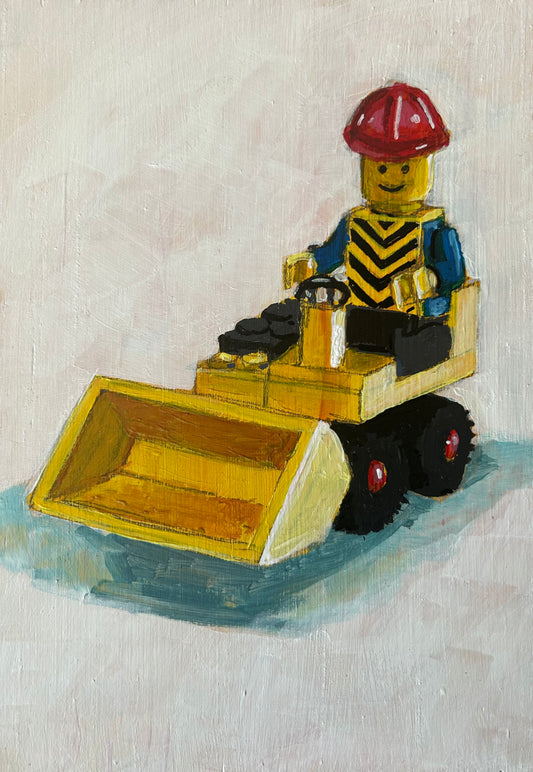 ‘I Will Help You’. Lego 1980 set 607. A5 painting. Acrylic on board. Framed. 2025