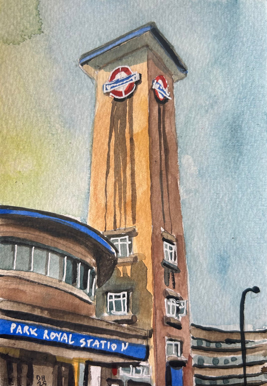 Park Royal Underground Station. (2) London. Postcard painting. Watercolour.
