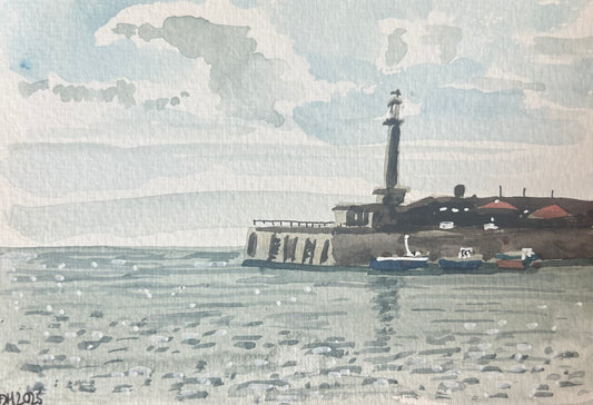 Margate. View of harbour arm from the sea front. Painted on site (Au Plein Air)
