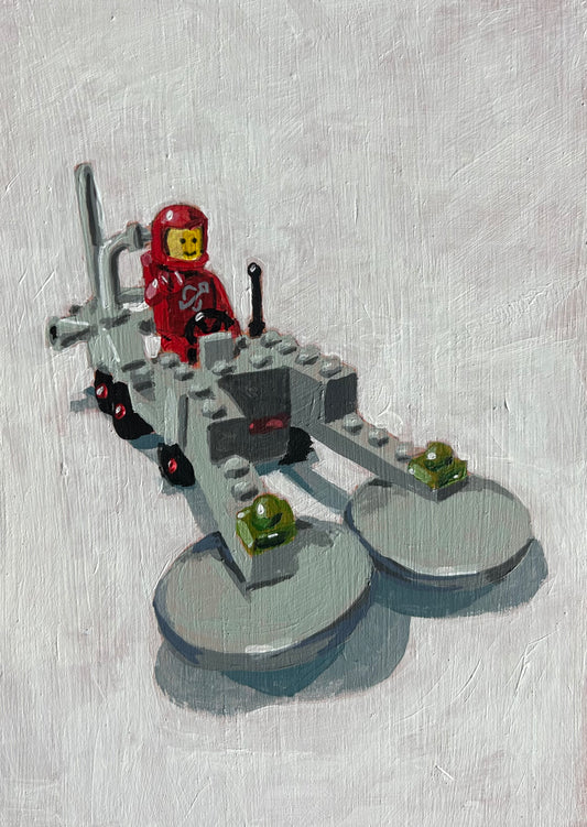 ‘I Will Find You’ Lego 1980 set 6841. A5 painting. Acrylic on board. Framed. 2025