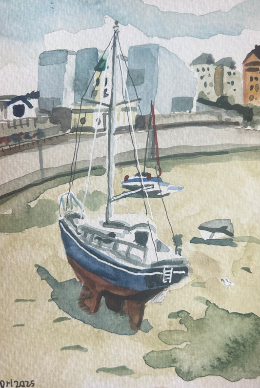 Margate. View of Turner gallery and boat from the end of the harbour arm. Painted on site (Au Plein Air)