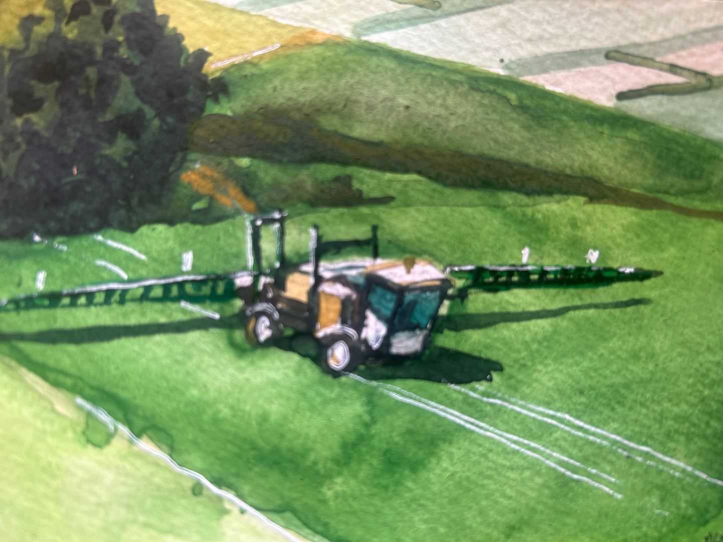 Farm vehicle. Polegate. Postcard Painting. watercolour.