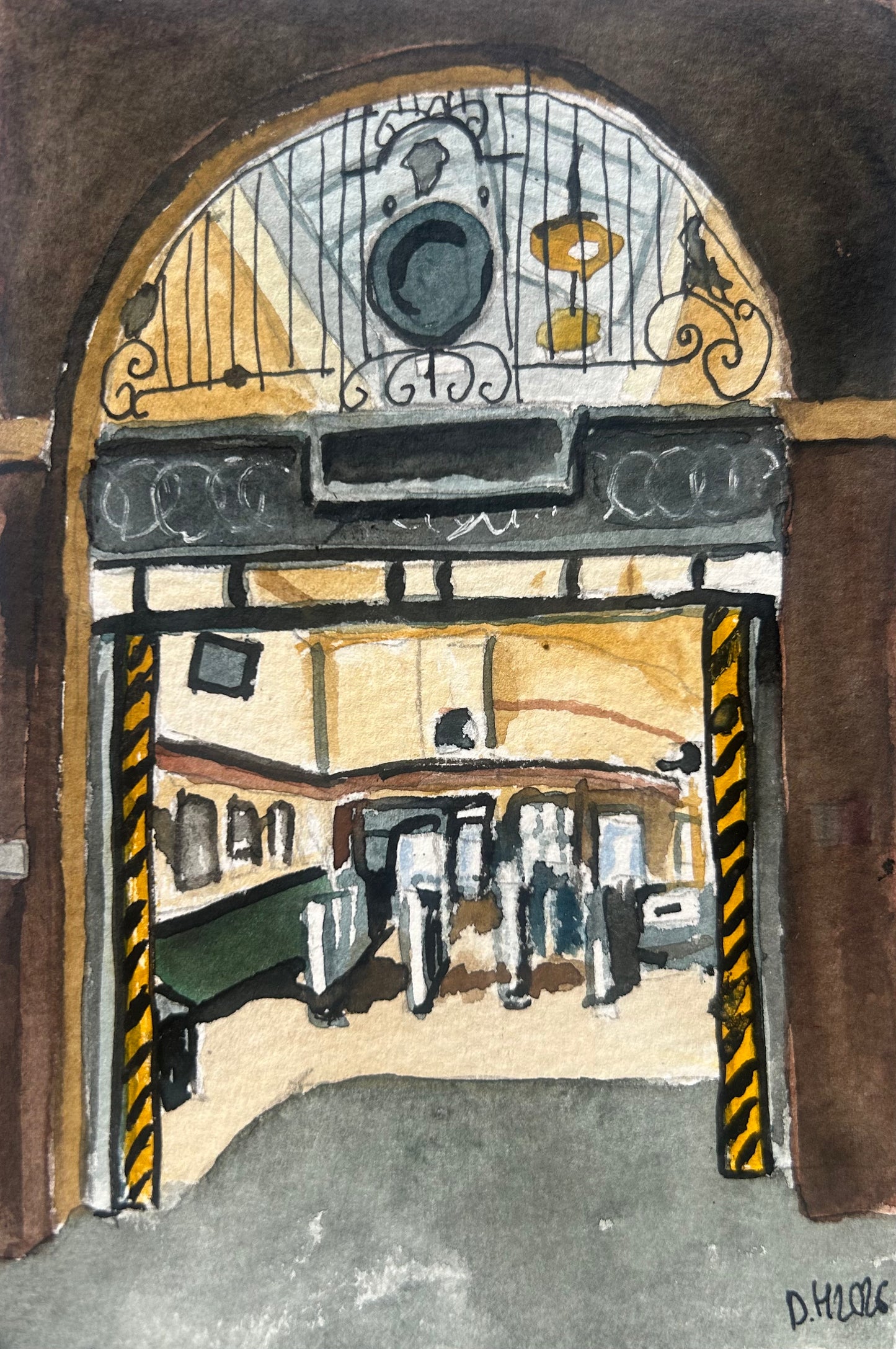 Stamford Brook Underground Station, London. Postcard painting. Watercolour.