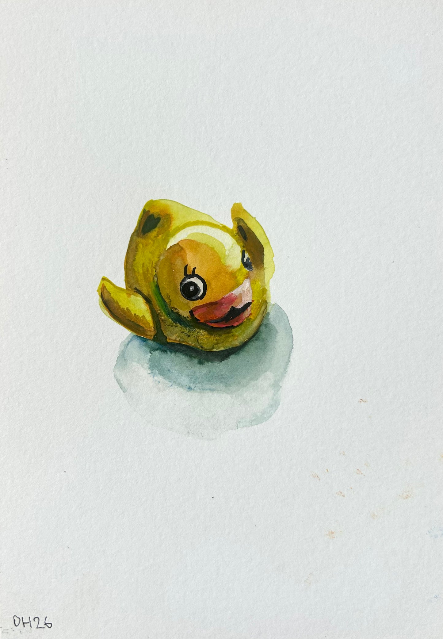 Yellow rubber duck. A5 Painting. watercolour.