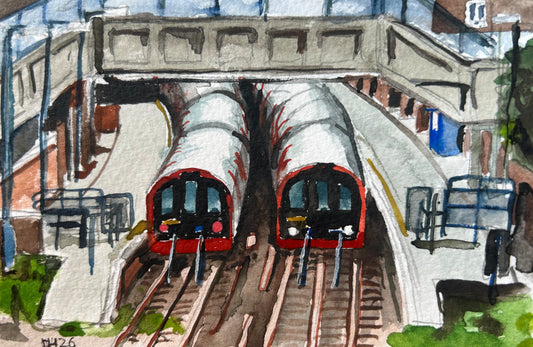 Epping Underground Station, London. Postcard painting. Watercolour.