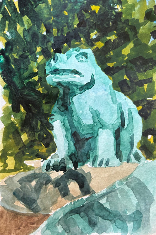 Dinosaurs at Crystal Palace Park 1/3. A5 Painting. watercolour.