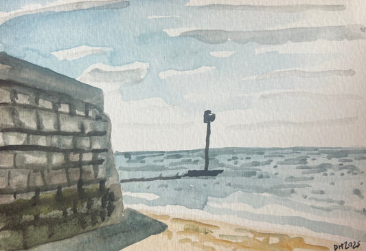 Margate. Sea view from beach in front of Turner Gallery. Painted on site (Au Plein Air)