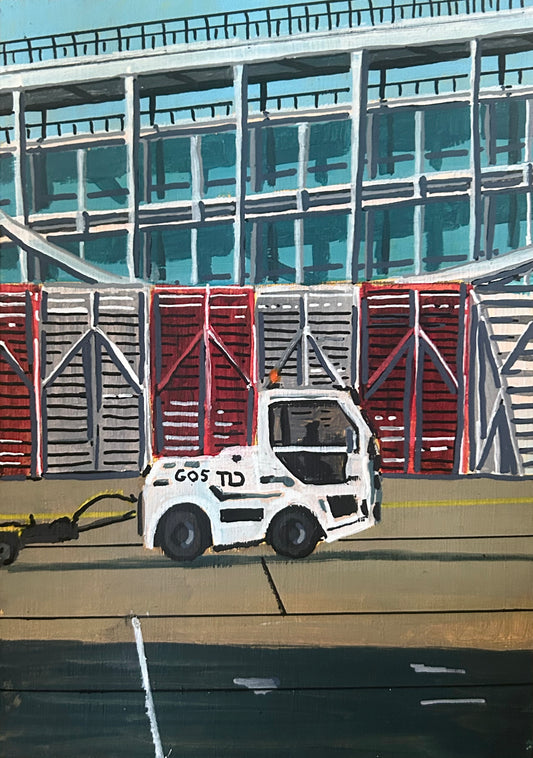 A5 Painting of Airport Vehicle 11 'There’s nothing going on, honest’