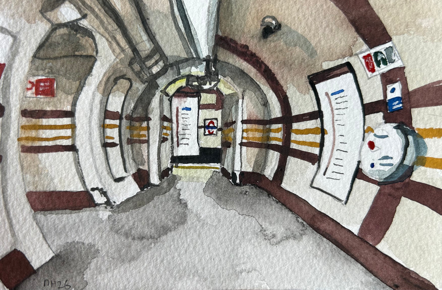 Regents Park Underground Station, London. Postcard painting. Watercolour.