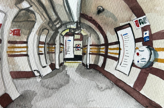 Regents Park Underground Station, London. Postcard painting. Watercolour.