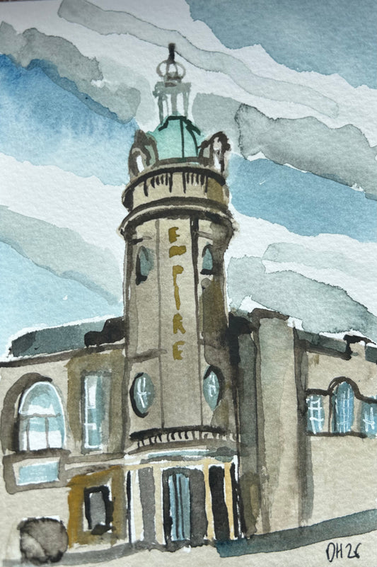 Painting of Empire Hotel in Sunderland, Postcard Painting. watercolour.