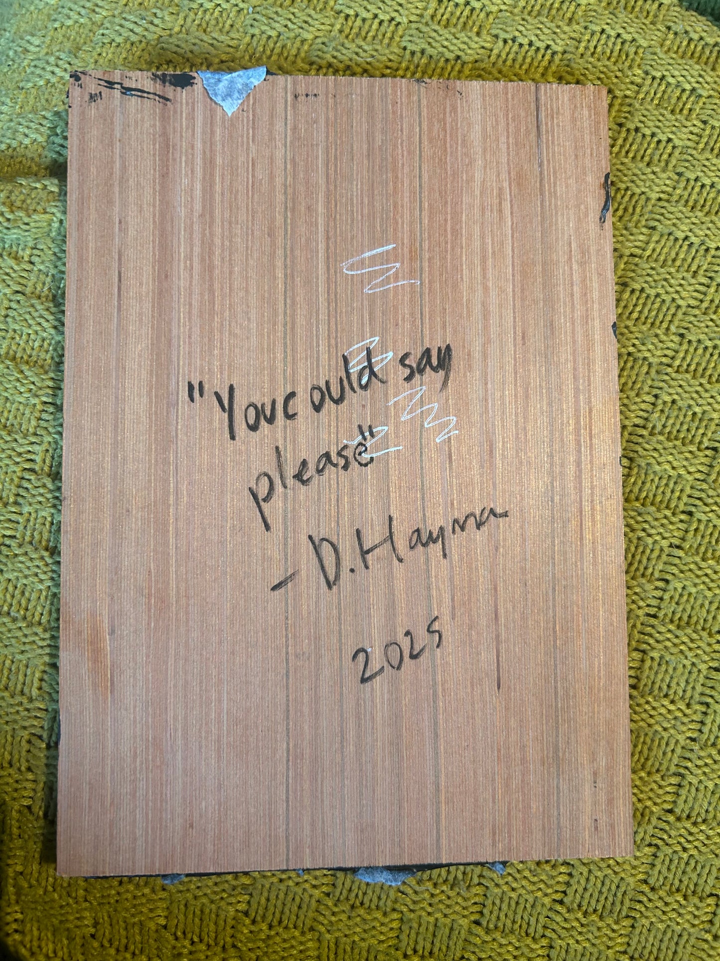 ‘You could say please’ A5 night painting. Acrylic on board. Framed. 2025