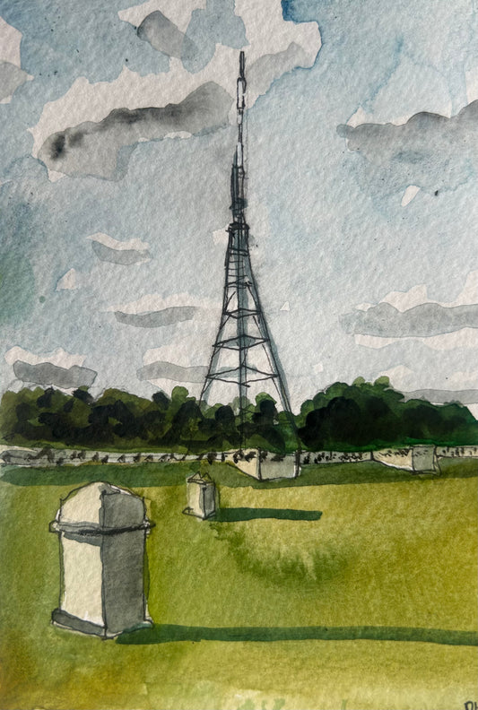 Crystal Palace Antenna. Postcard Painting. watercolour.