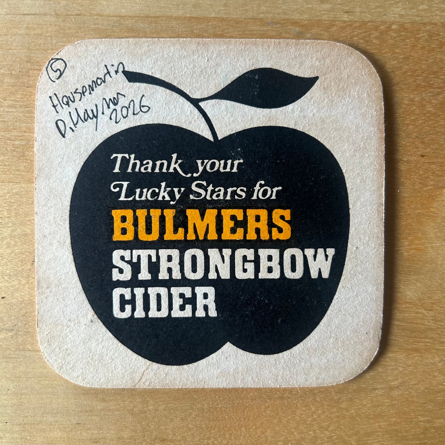 A Housemartin painted onto a 1970s Bulmer’s Cider Zodiac drinks mat (Leo). Beermat painting. Watercolour.