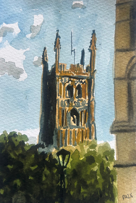 St Peter’s Collegiate Church, Wolverhampton. Postcard Painting. watercolour.