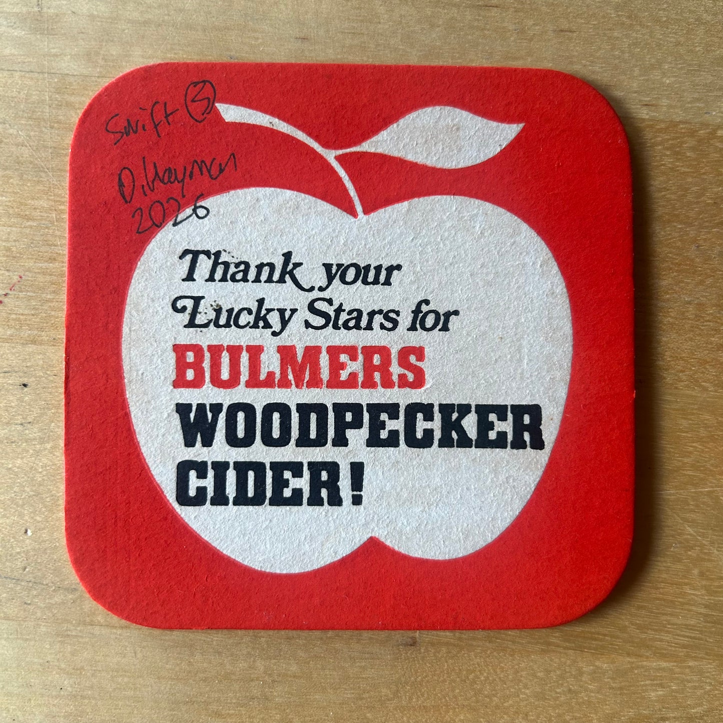 A Swift painted onto a 1970s Bulmer’s Cider Zodiac drinks mat (Gemini). Beermat painting. Watercolour.