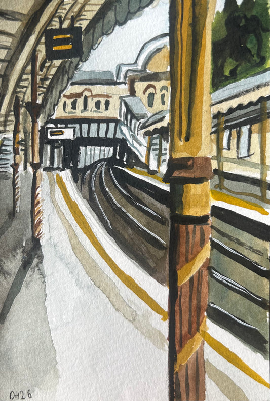 Westbourne Park Underground Station, London. Postcard painting. Watercolour.