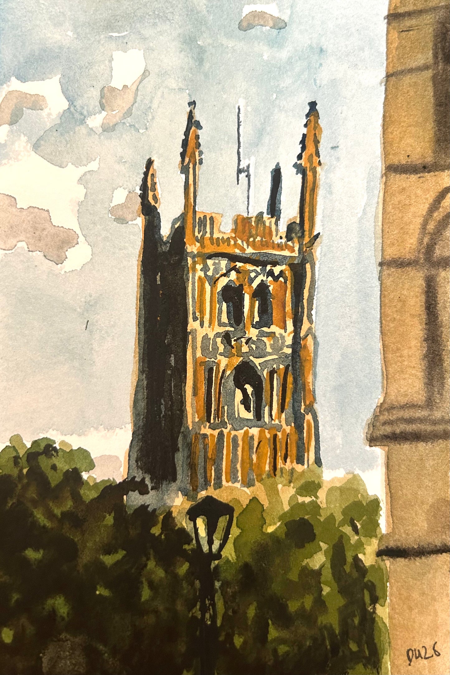 St Peter’s Collegiate Church, Wolverhampton. Postcard Painting. watercolour.
