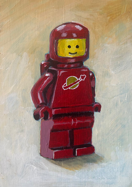 ‘I Will Be What You Want’ Lego Spaceman 1979. A5 painting. Acrylic on board. Framed. 2025