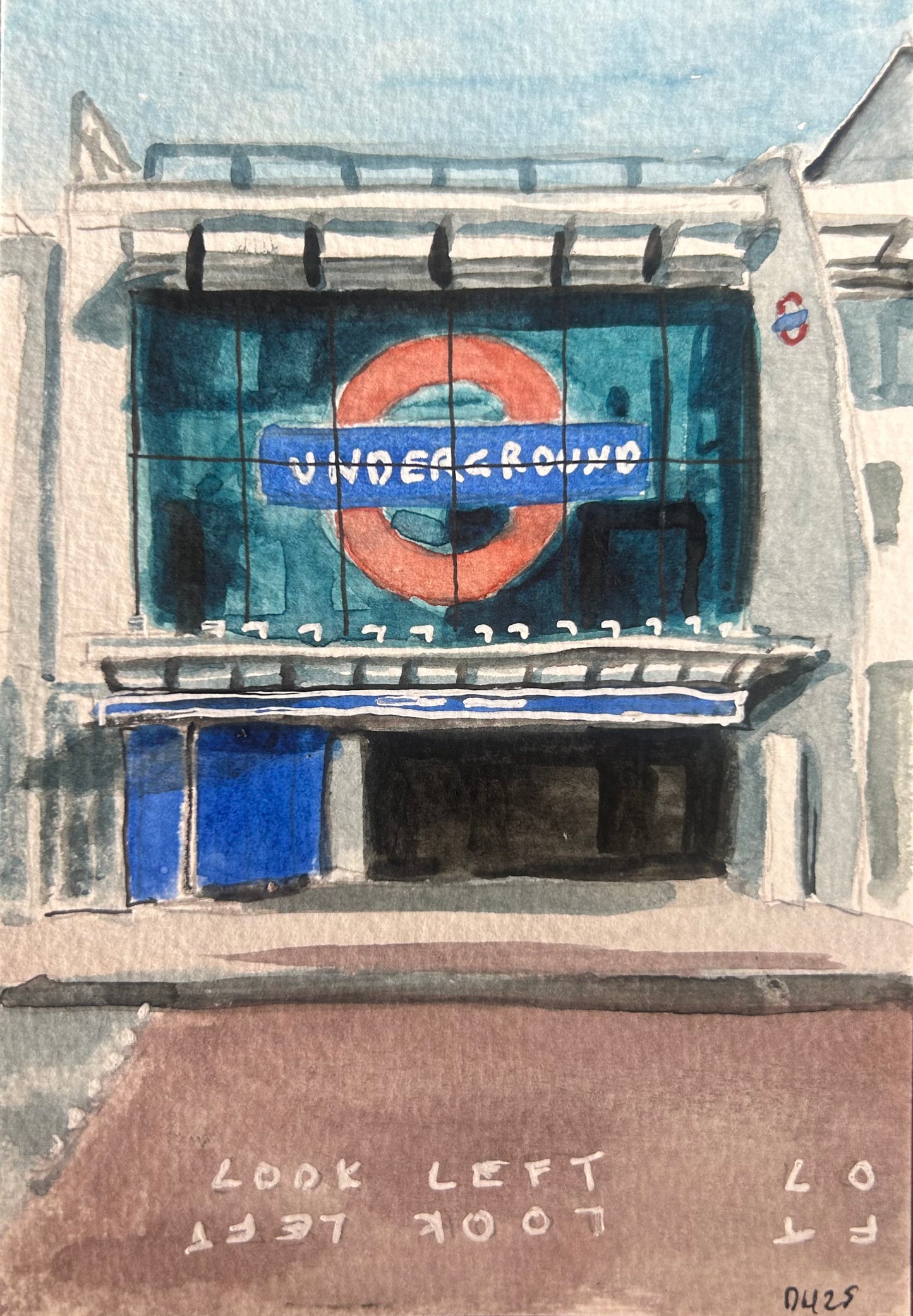 Brixton Underground Station. London. Postcard painting. Watercolour.