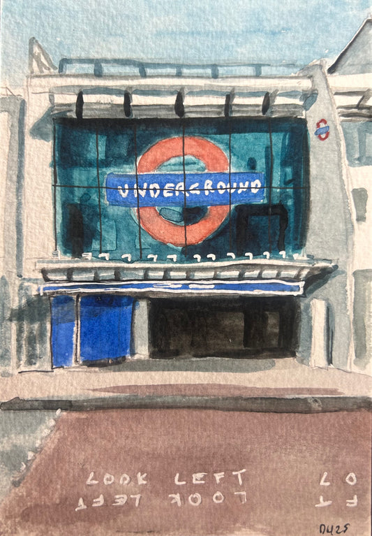 Brixton Underground Station. London. Postcard painting. Watercolour.