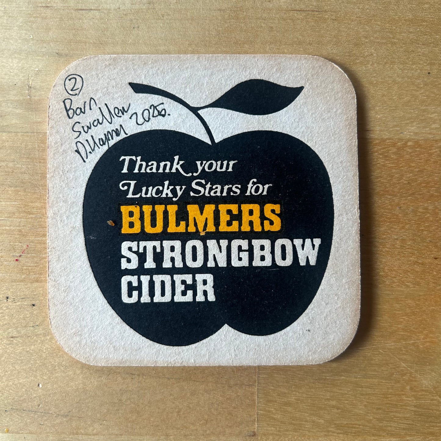 A Barn Swallow painted onto a 1970s Bulmer’s Cider Zodiac drinks mat (Taurus). Beermat painting. Watercolour.
