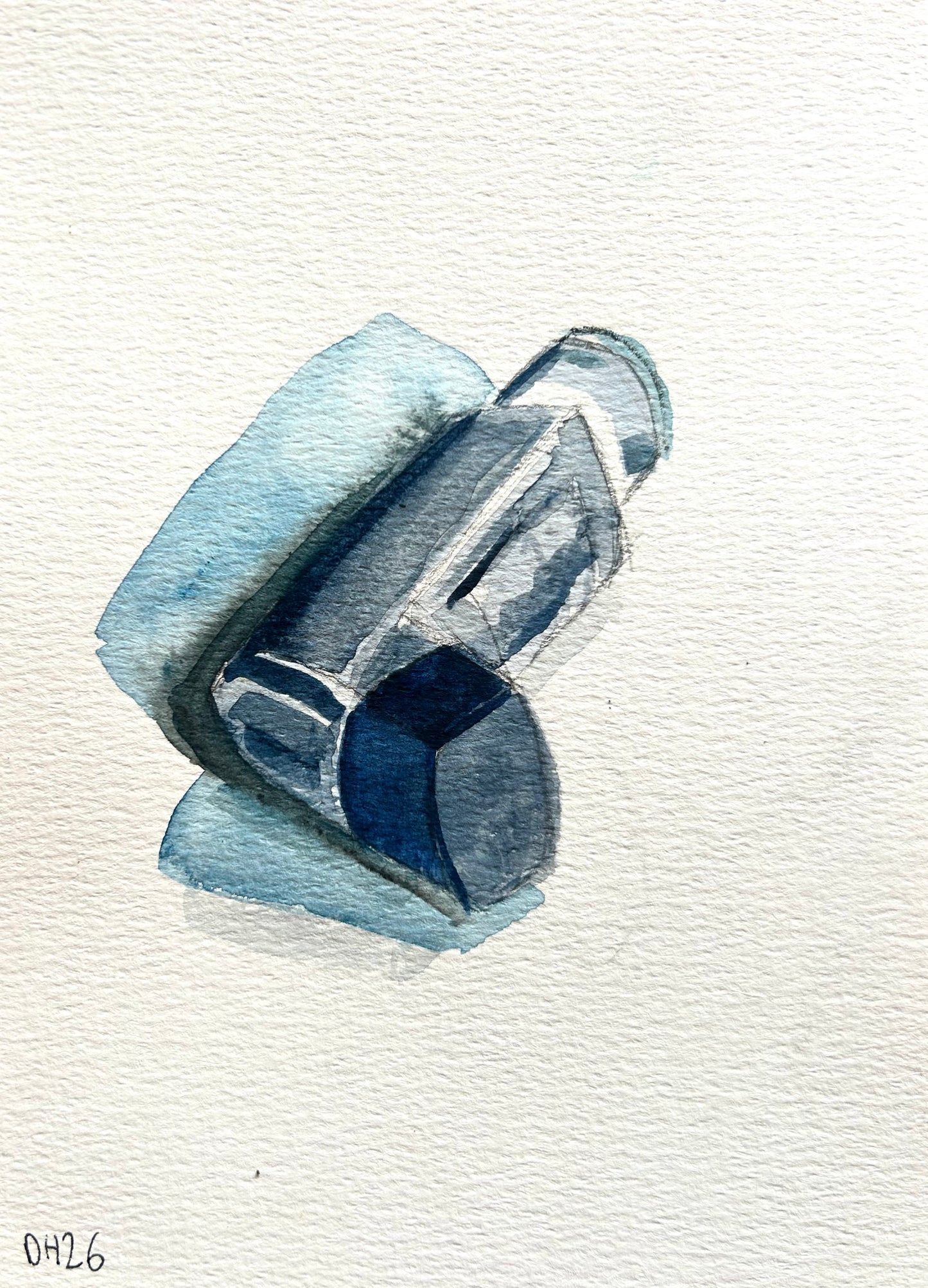 Blue asthma inhaler. A5 Painting. watercolour.