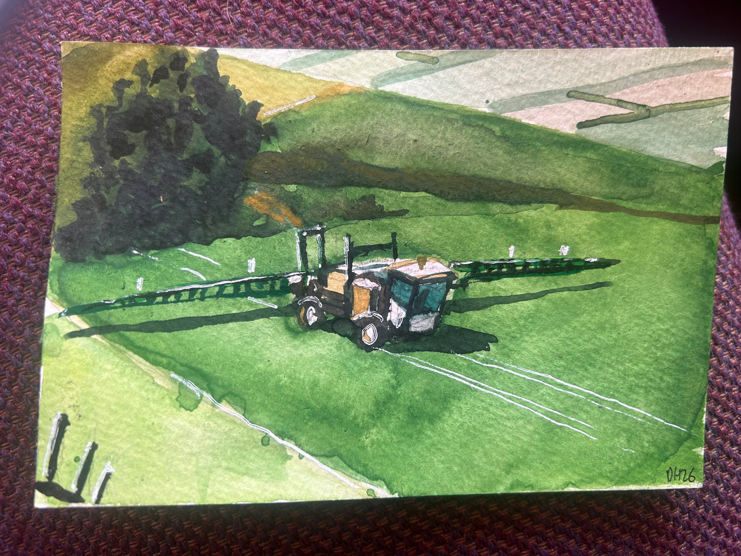 Farm vehicle. Polegate. Postcard Painting. watercolour.