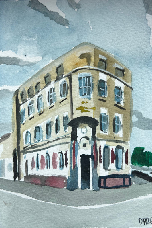 The Bridge Hotel Vaults in Sunderland. Postcard Painting. watercolour.
