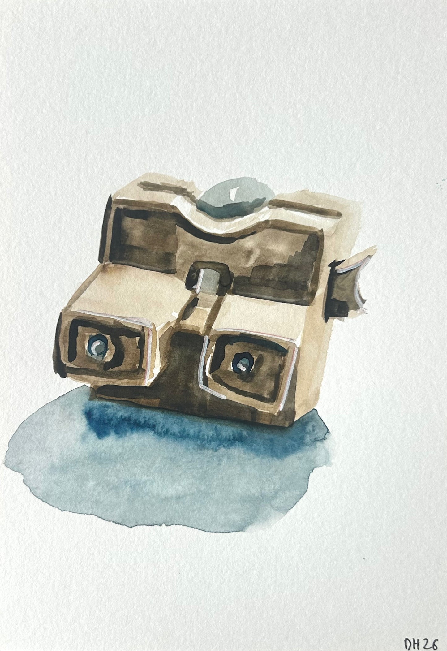 Painting of a Viewmaster toy from the 1970s. A5 Painting. watercolour.