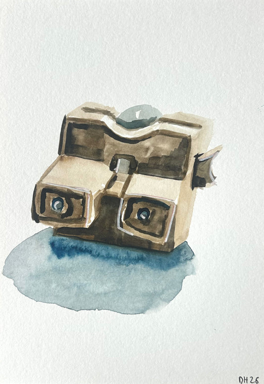 Painting of a Viewmaster toy from the 1970s. A5 Painting. watercolour.