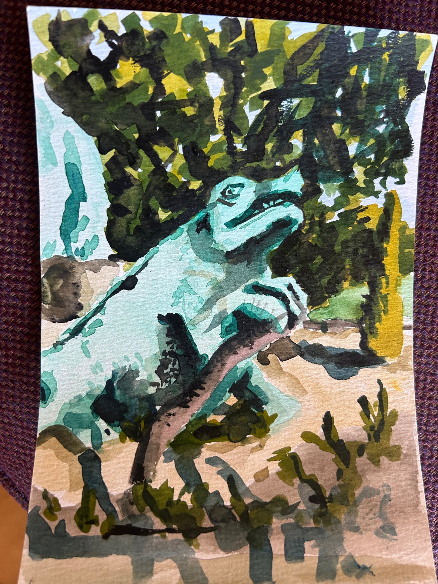 Dinosaurs at Crystal Palace Park 3/3. A5 Painting. watercolour.