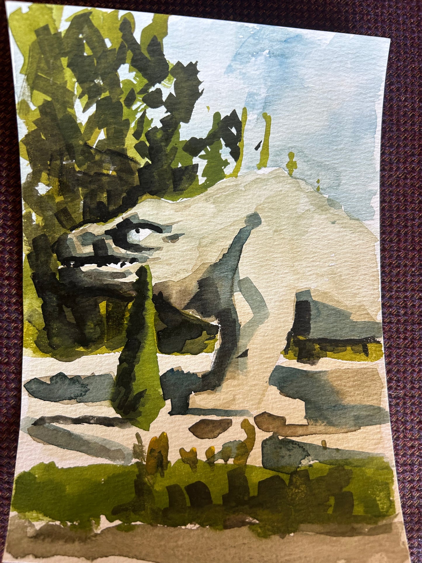 Dinosaurs at Crystal Palace Park 2/3. A5 Painting. watercolour.