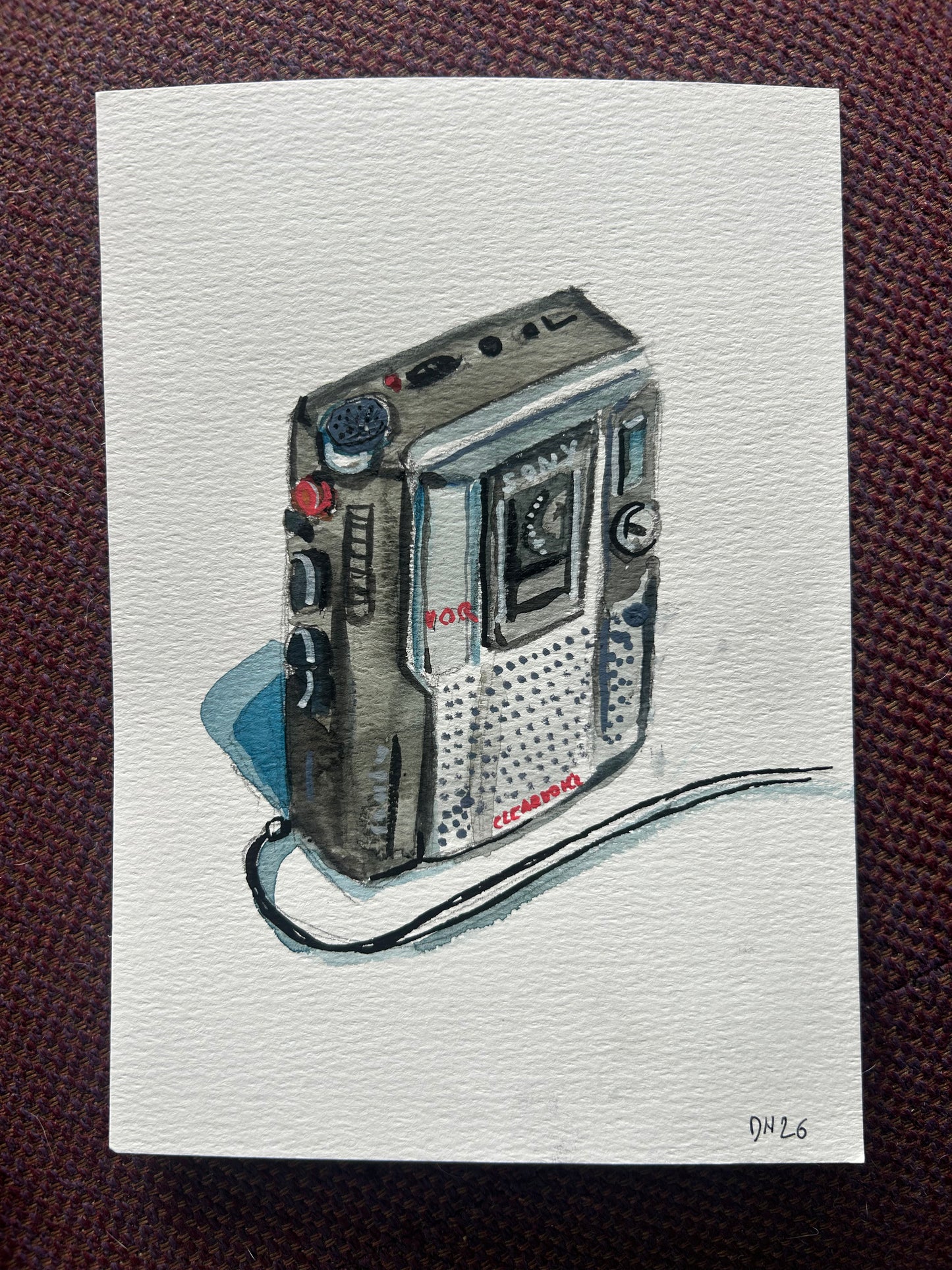 Sony Cassette-corder. TCM-200DV. A5 Painting. watercolour.