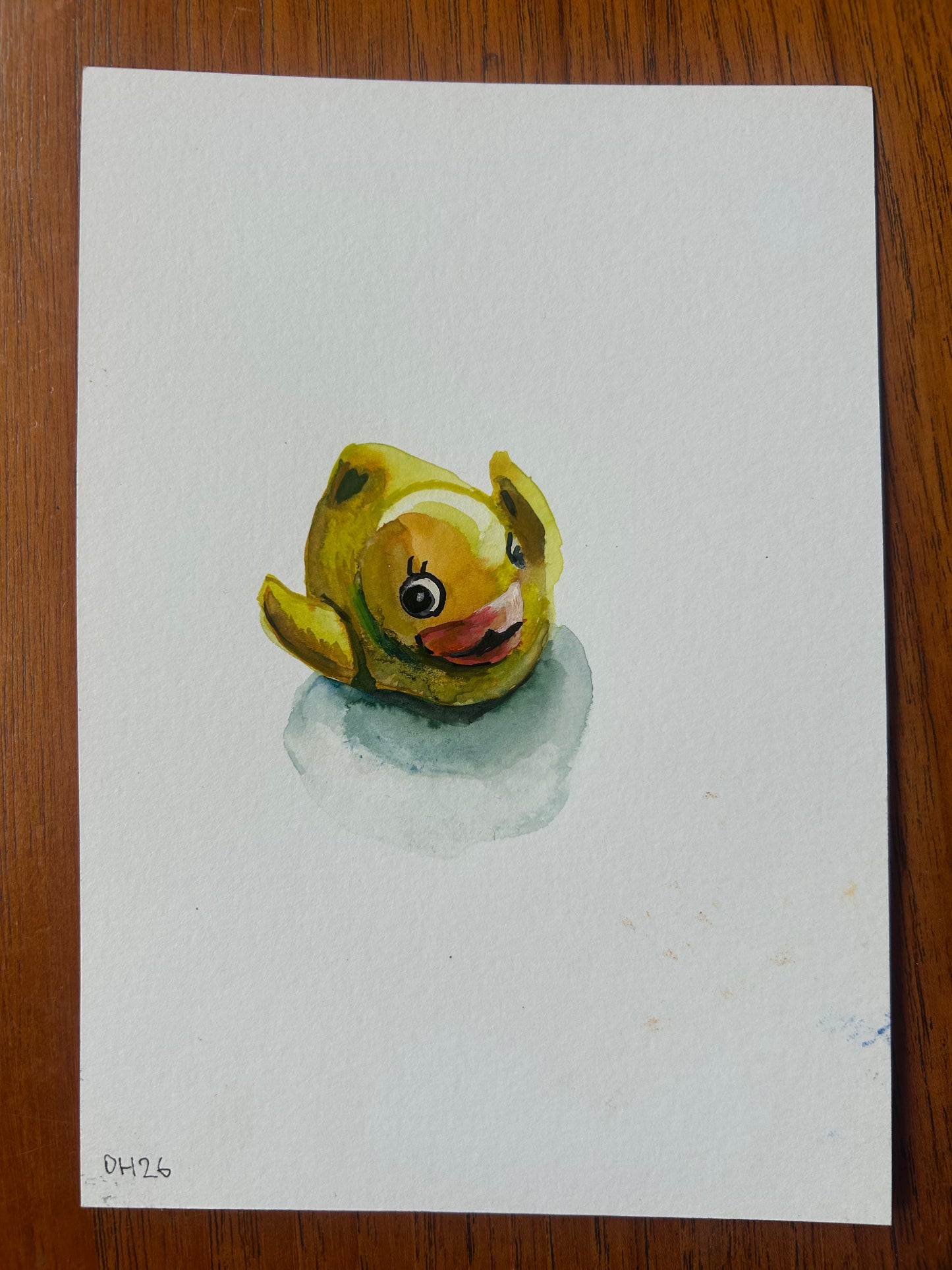 Yellow rubber duck. A5 Painting. watercolour.