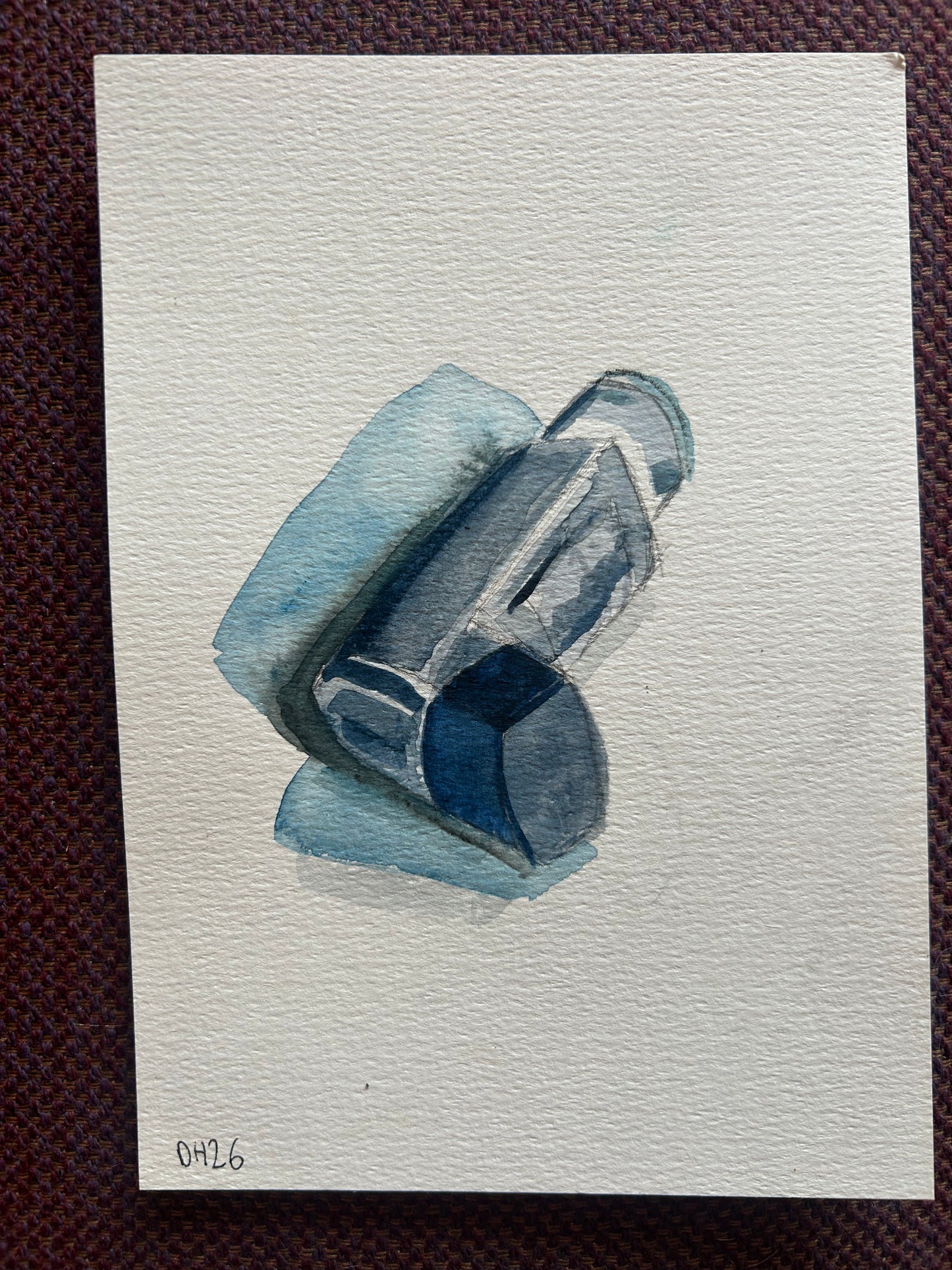 Blue asthma inhaler. A5 Painting. watercolour.
