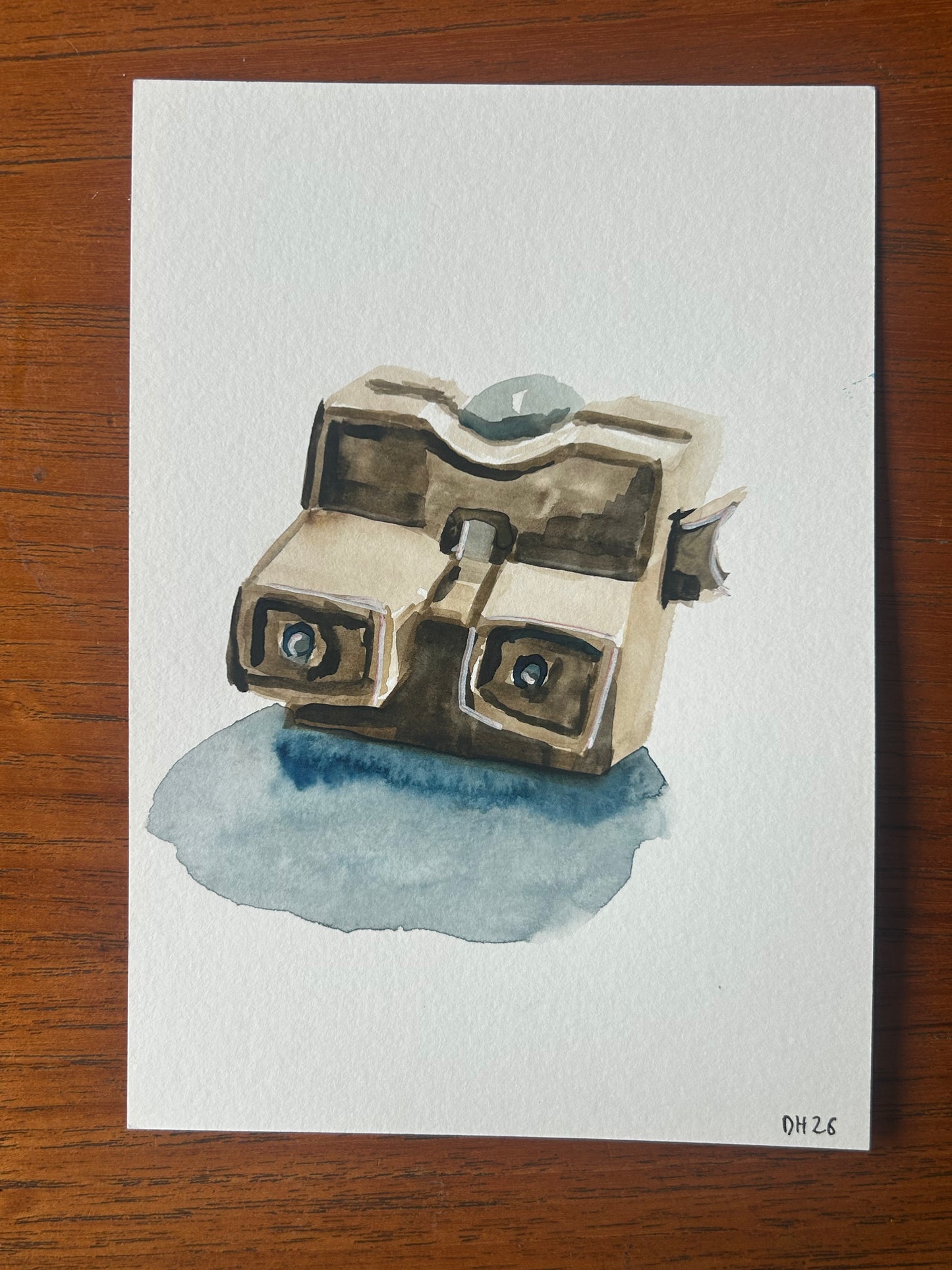 Painting of a Viewmaster toy from the 1970s. A5 Painting. watercolour.