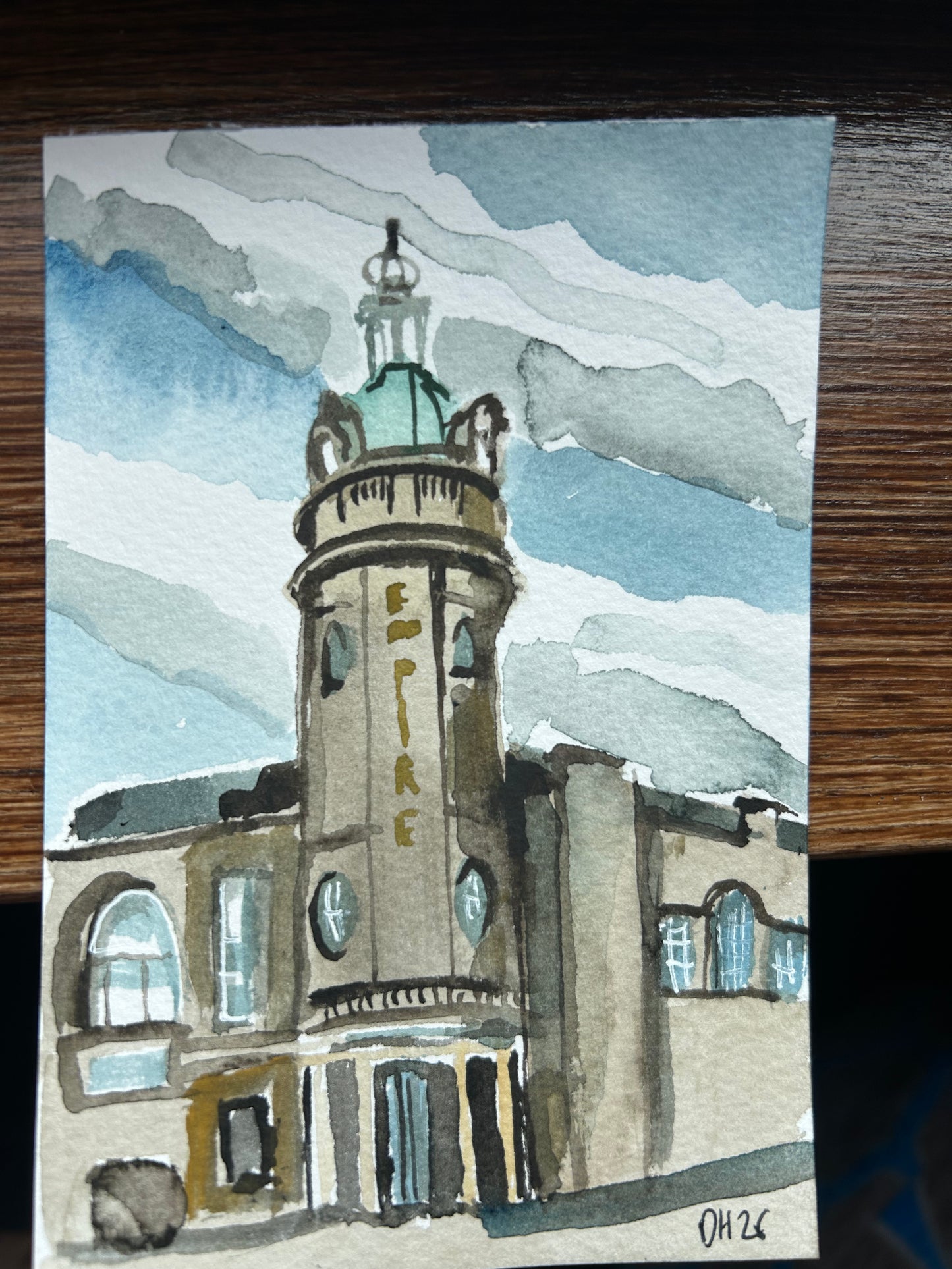 Painting of Empire Hotel in Sunderland, Postcard Painting. watercolour.