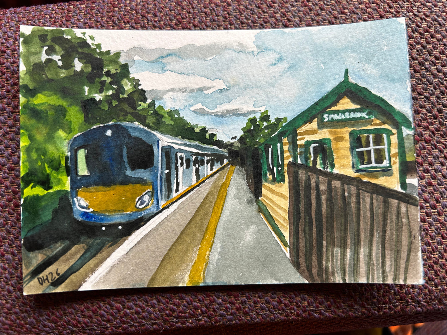 Smallbrook Station, Isle of Wight. Postcard Painting. watercolour.