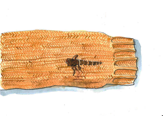 ‘Hole in sleeve’ illustration A-5 Original painting for the book ‘Knit Repair’ by Alexandra Brinck, published by Quadrille/Penguin. Watercolour on paper A5.