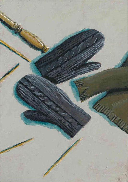 ‘Mittens’ illustration. Original painting for the book ‘Knit Repair’ by Alexandra Brinck, published by Quadrille/Penguin. Acrylic on A4 hardboard.