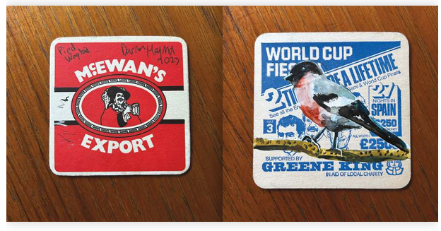 Birds on Beer Mats. A 104 page hardback book. 21cm x 21cm.