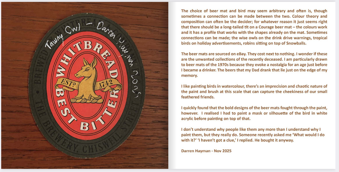 Birds on Beer Mats. A 104 page hardback book. 21cm x 21cm.