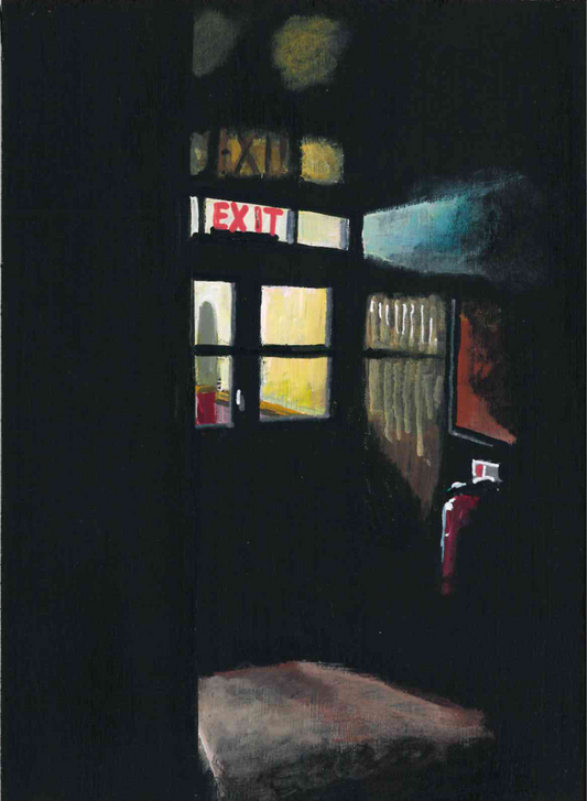 ‘It’s lonely among these people’ A5 night painting. Acrylic on board. Framed. 2025 32